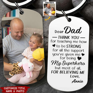 Thank You For Teaching Me How To Be Strong -  Personalized Photo Stainless Steel Keychain