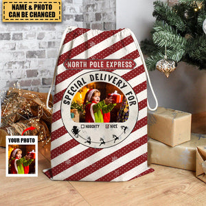 Santa Sack Christmas Gifts For Kid - Personalized Photo Christmas Sack