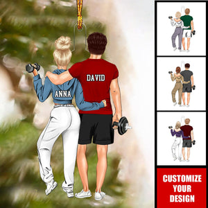 Personalized Ornament, Gift For Gym Couple, Boyfriend Girlfriend Husband Wife, Fitness Lovers