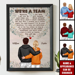 We're A Team Couple Back View Personalized Poster, Valentine's Day, Anniversary Gift For Him, For Her