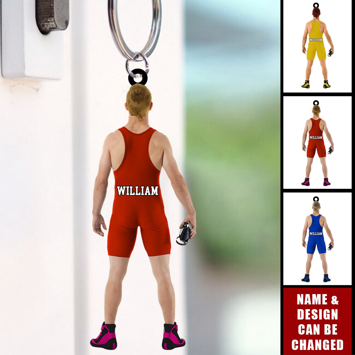 Personalized Wrestler Acrylic Keychain, Wrestling Keychain For Wrestler Lovers