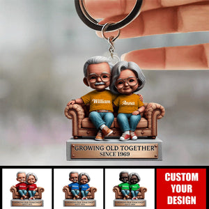 Growing Old Together Couple Personalized Acrylic Keychain