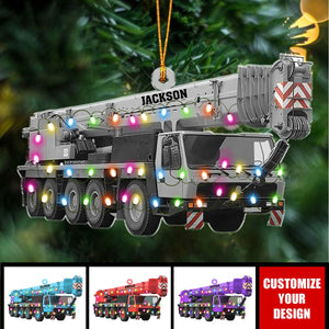 Crane Vehicles - Personalized Acrylic Christmas Ornament, Gift For Heavy Equipment Operator