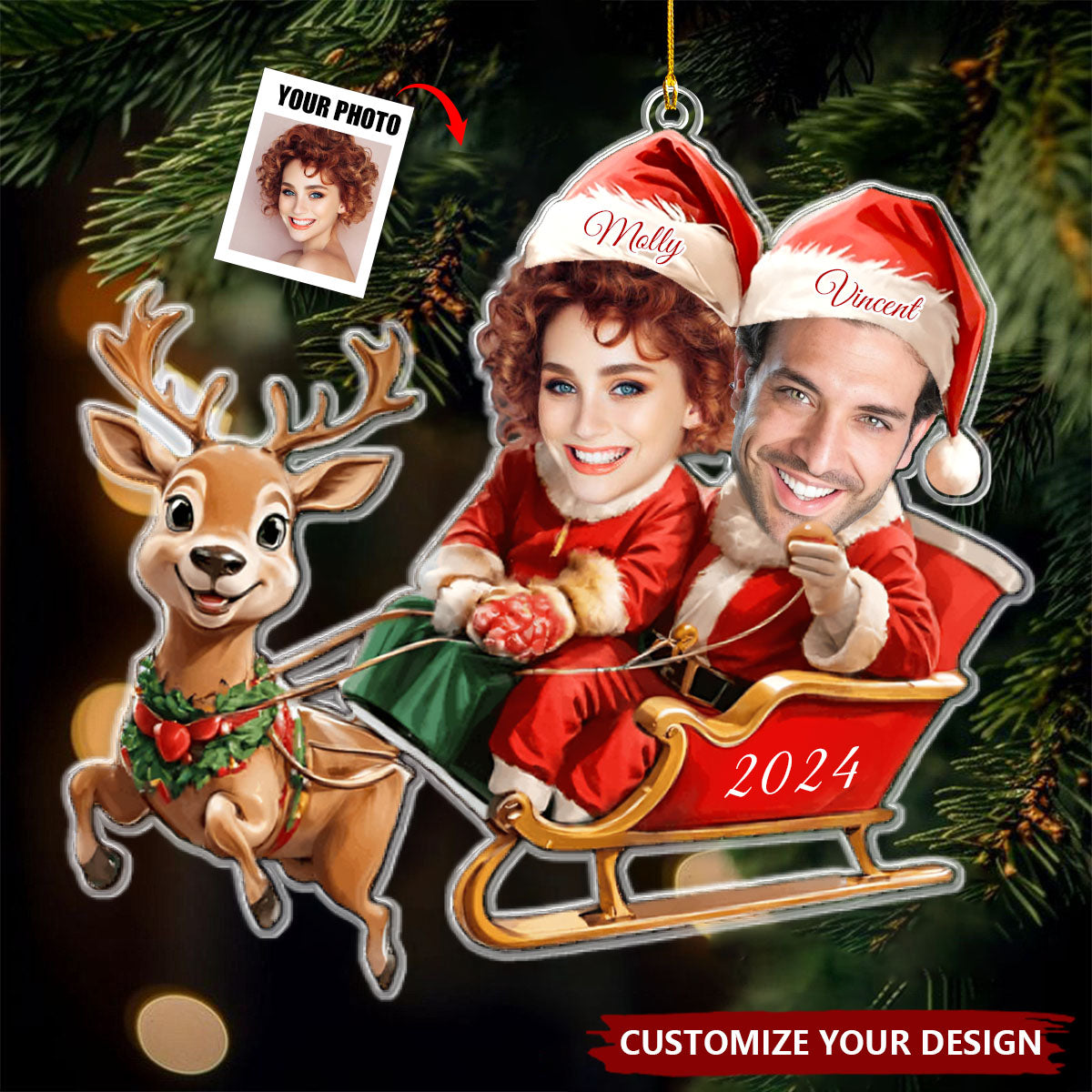 Couple Funny Custom Ornament - Personalized Acrylic Photo Ornament