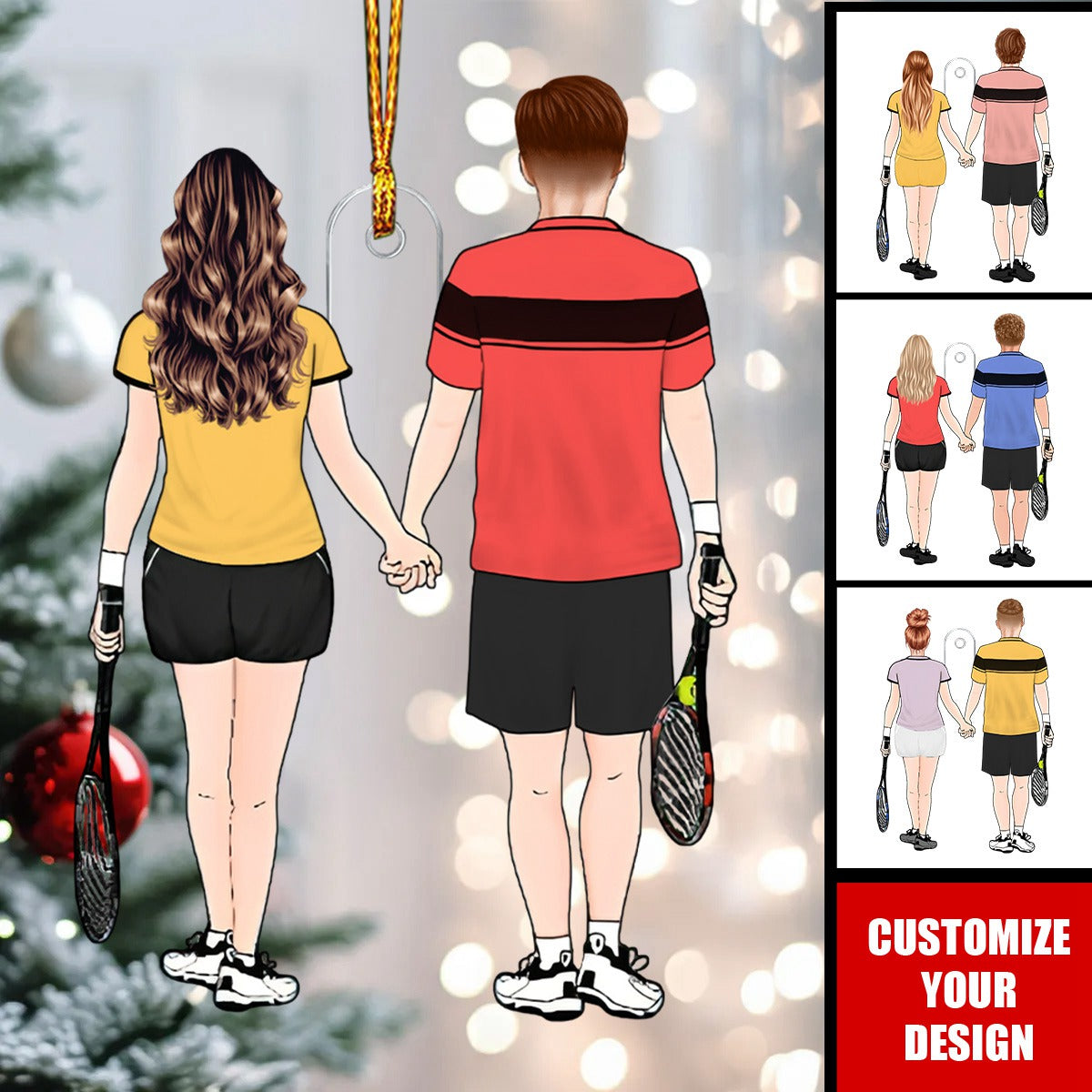 Tennis Partners for Life Personalized Couples Ornament - Gift for Tennis Player