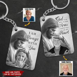 God Has You In His Arms Memorial Gift Personalized Photo Keychain