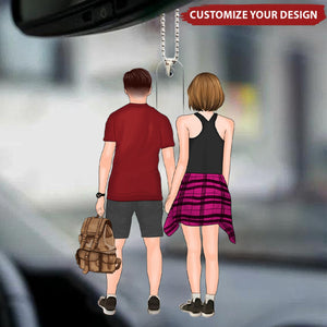 Personalized Car Ornament - Hiking Couple - Gift For Hikers Lovers