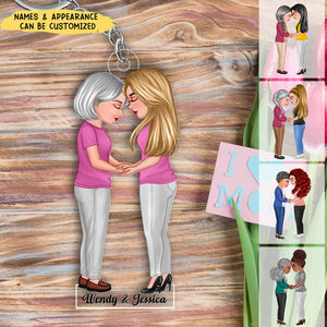 Mother Daughter Holding Hands Personalized Acrylic Keychain, Mother's Day Gift For Mom