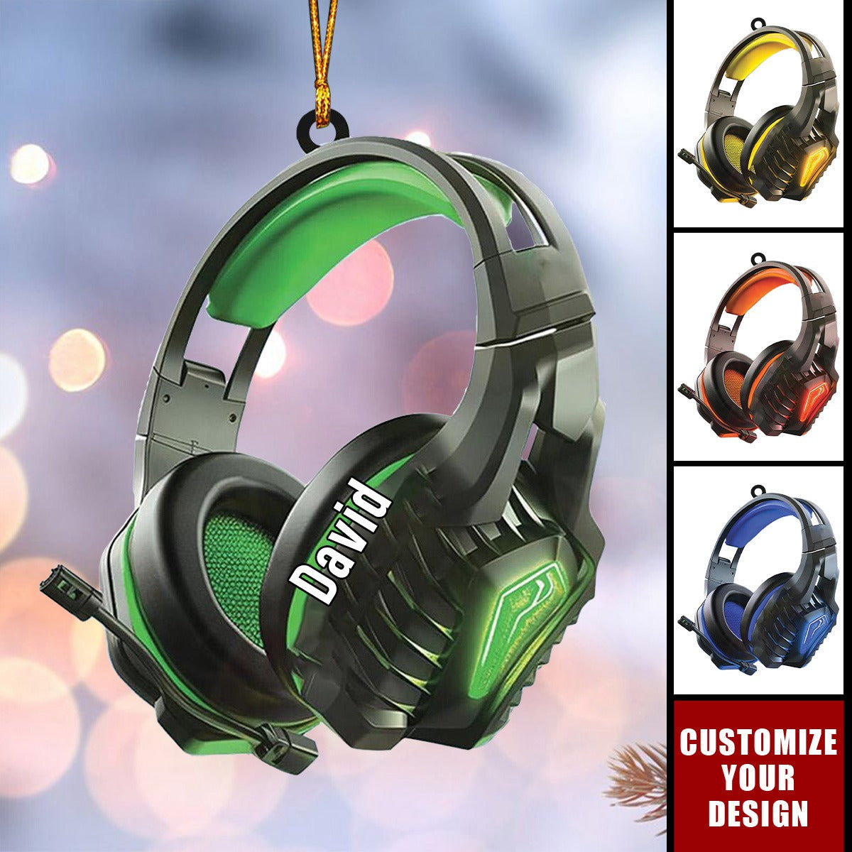 Personalized Gaming Head Phones Christmas Ornament - Gift For Gamer