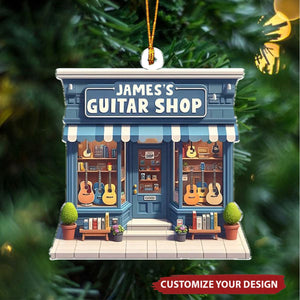 Guitar Shop - Personalized Acrylic Christmas Ornament, Gift For Guitar Player