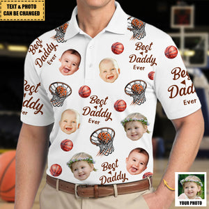 Best Daddy Ever - Personalized Photo Basketball Polo Shirt