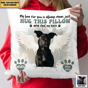 Custom Photo Dog Cat Memorial When You Miss Me Hug This Pillow - Personalized Pillow