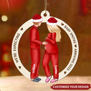 Expecting Parents Christmas Pregnancy Personalized Wooden Ornament