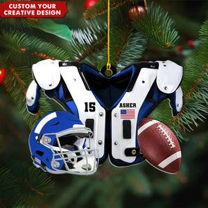 American Football Shoulder Pads Personalized Ornament, Christmas Unique Gift For Football Player, Football Lover