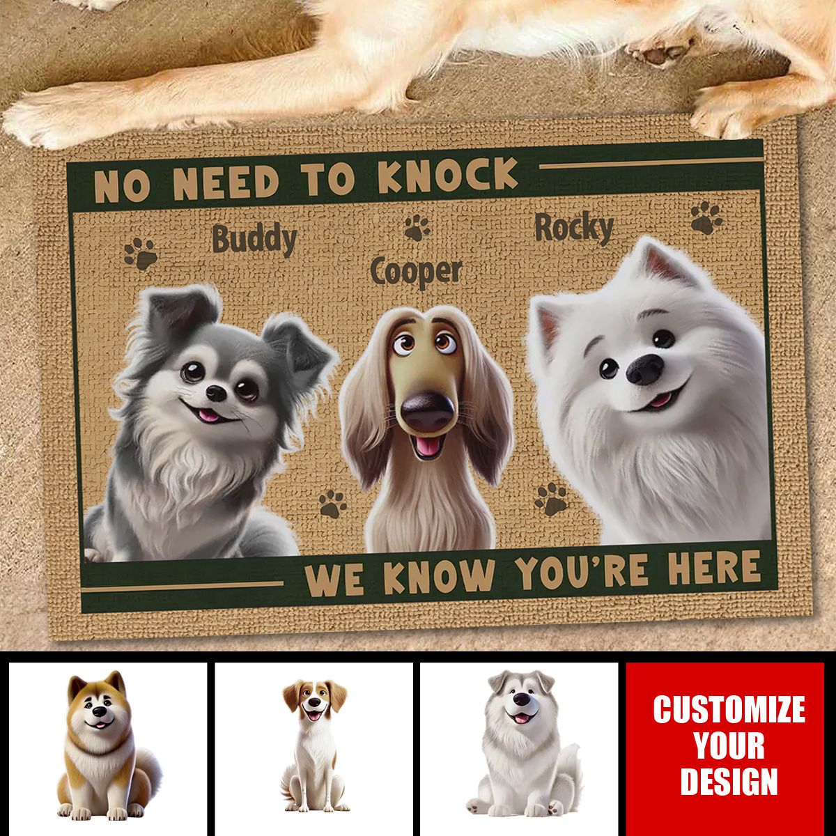 Paws Before People In This Happy Home - Personalized Doormat, House Warming Gift For Pet Owners, Pet Lovers