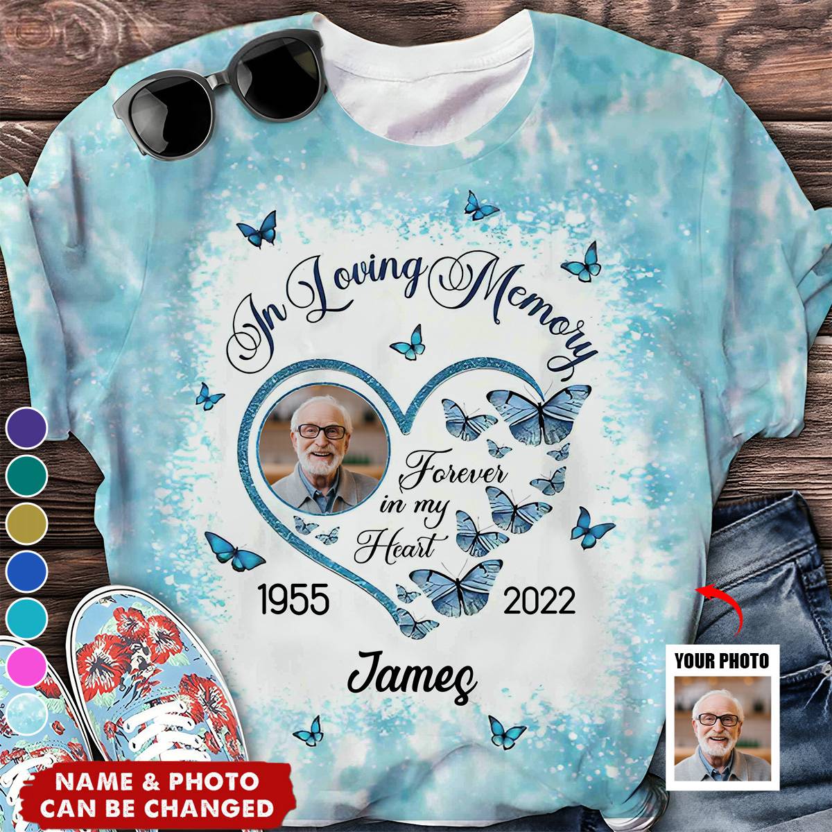 In Loving Memorial, Forever In My Heart - Upload Photo Personalized 3D T-Shirt