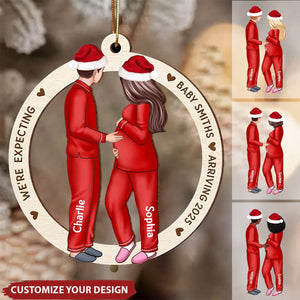 Expecting Parents Christmas Pregnancy Personalized Wooden Ornament