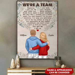 We're A Team Couple Back View Personalized Poster, Valentine's Day, Anniversary Gift For Him, For Her