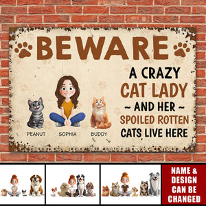 A Fun Way To Show Off Your Crazy Dog Lady Vibes - Dog Personalized Home Decor Metal Sign - House Warming Gift For Pet Owners, Pet Lovers