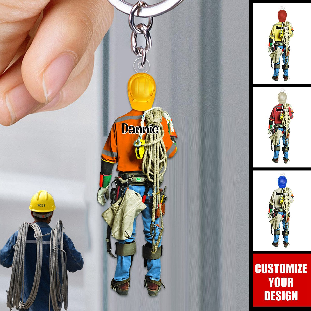 Personalized Lineman Keychain - Gift For Lineman Keychain