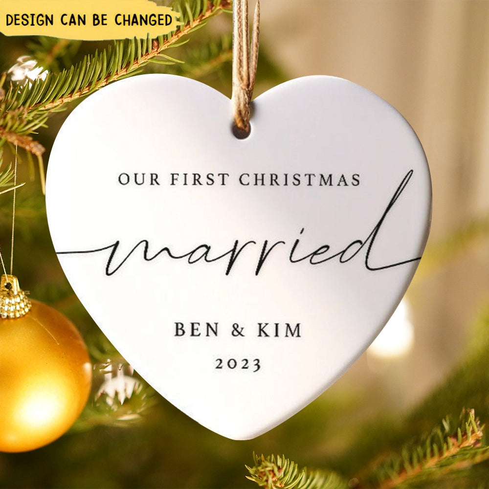 First Christmas Married Ornament - Mr and Mrs Tree Personalized Christmas Ornament