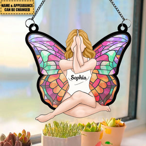 Girl Butterfly - Personalized Window Hanging Suncatcher Ornament