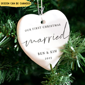 First Christmas Married Ornament - Mr and Mrs Tree Personalized Christmas Ornament