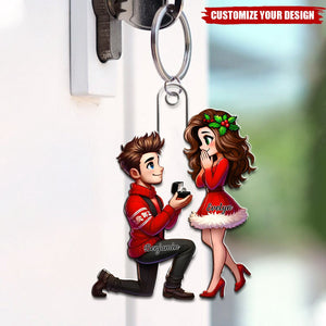 Cartoon Couple Marriage Proposal - Personalized Acrylic Keychain