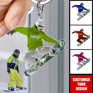 Personalized Snowboarding Athletes Skis Keychain - Best Custom Shape Keychain