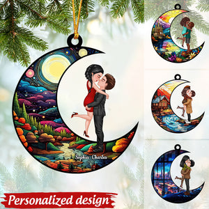 Personalized Romantic Couple on Moon Ornament