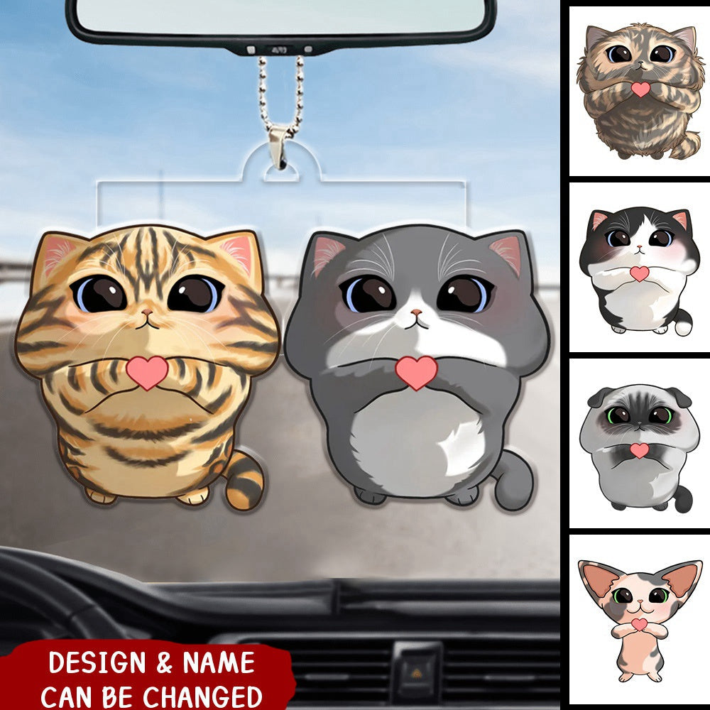 Cute Cartoon Looking Up Cat Gift For Cat Lover Personalized Car Ornament