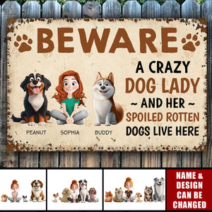 A Fun Way To Show Off Your Crazy Dog Lady Vibes - Dog Personalized Home Decor Metal Sign - House Warming Gift For Pet Owners, Pet Lovers