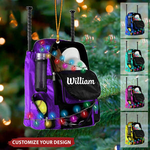 Personalized Softball Bag Christmas Ornament, Christmas Gift For Softball Lovers