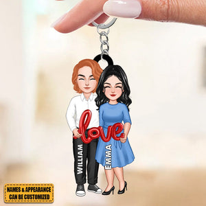 Couple Standing Love Balloon Personalized Keychain