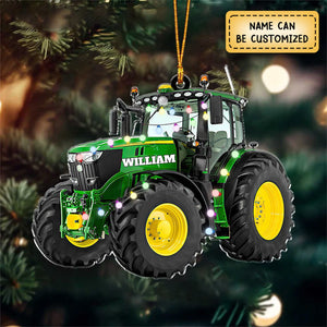 Farmer Tractor With Christmas Light Personalized Ornament