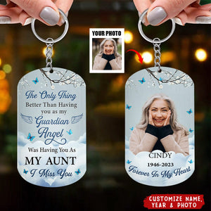 Having You As Guardian Angel - Personalized Photo Stainless Steel Keychain