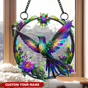 Stunning Humming Bird - Personalized Hummingbird Window Hanging Suncatcher Ornament