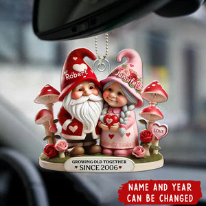 Dwarf Mushroom Old Couple Valentine's Day Gift for him, Gift for her, Personalized Acrylic Car Ornament