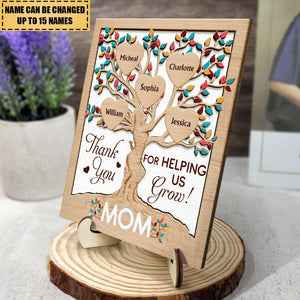 Heart Tree Mom - Birthday, Loving Gift For Mother, Grandma, Auntie - Personalized 2-Layered Wooden Plaque With Stand