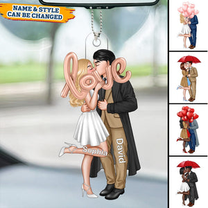 Elegant Couple Holding LOVE Balloon Personalized Ornament