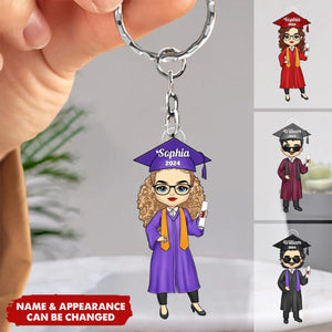 You Belived You Could So You Did - Family Personalized Custom Shaped Acrylic Keychain - Graduation Gift For Family Members, Siblings, Brothers, Sisters