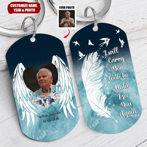 Your Wings Were Ready But My Heart Was Not - Personalized Memorial Photo Stainless Steel Keychain