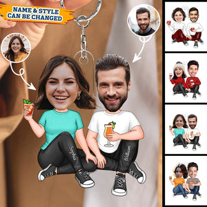 Couple Funny Custom Face Photo - Personalized Keychain