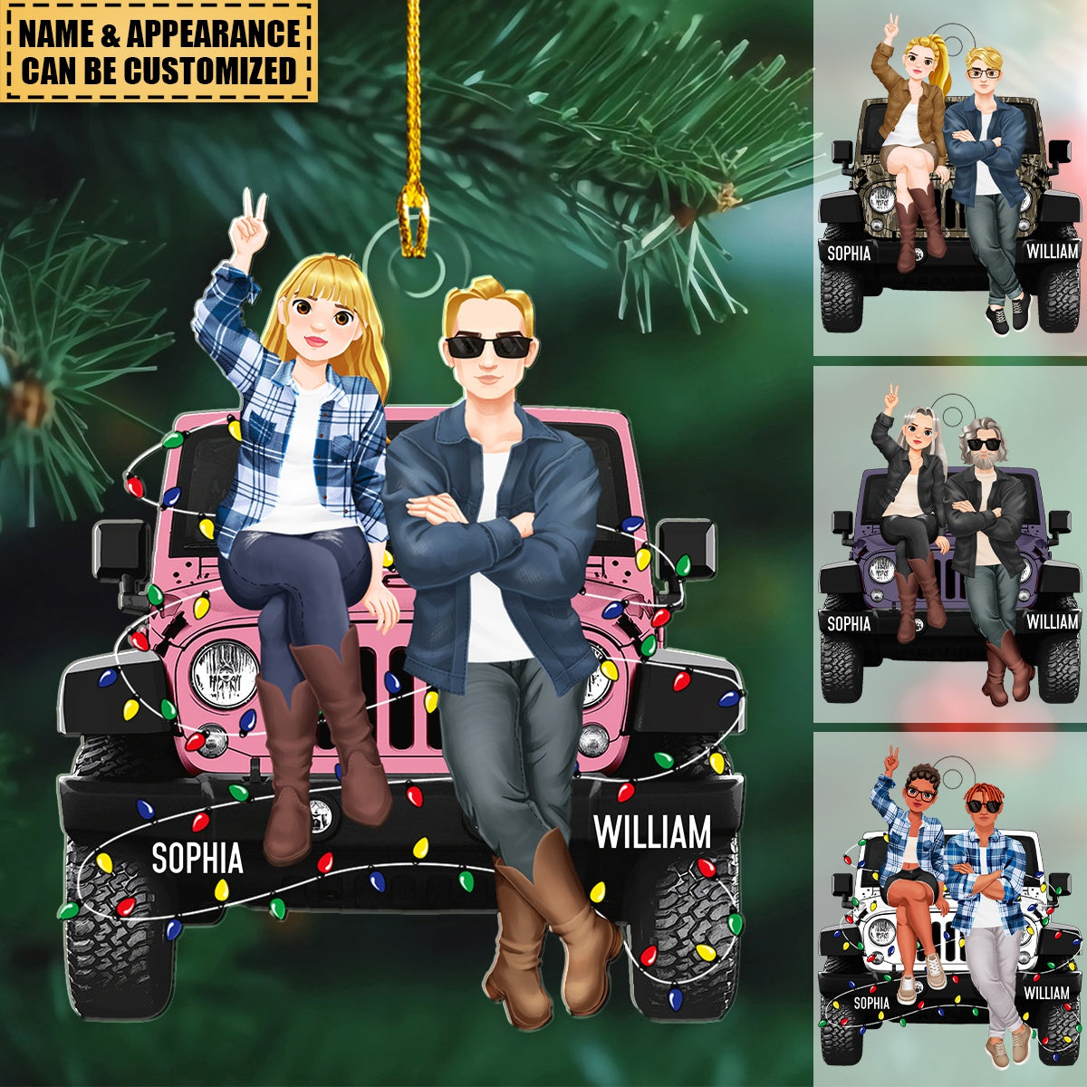 Crazy Off-road Couple Personalized Acrylic Christmas Ornament, Gift For Off-road Lovers