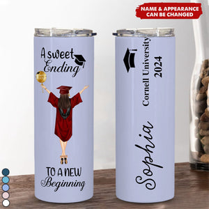 Graduation Tumbler A Sweet Ending - Personalized Skinny Tumbler