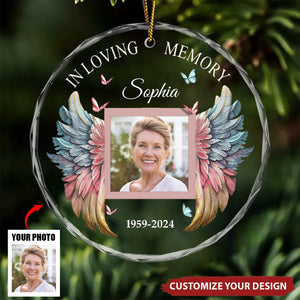 Forever In My Heart - Personalized Memorial Round Shaped Glass Ornament