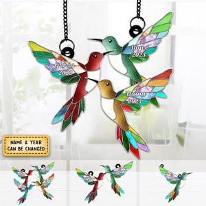 Stained Glass Hummingbirds - Personalized Window Hanging Suncatcher Ornament