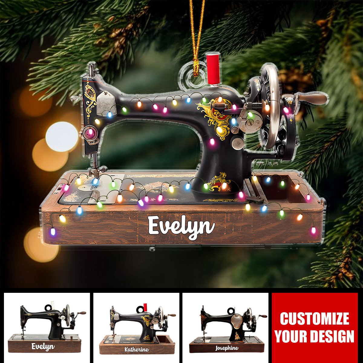 Sewing Machine With Light - Personalized Acrylic Christmas Ornament