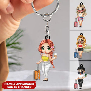 Personalized Summer Travel Is My Therapy Girl Keychain