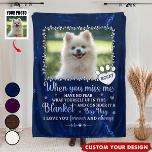 Custom Photo A Big Hug From Me - Memorial Personalized Blanket, Gift For Pet Owners, Pet Lovers